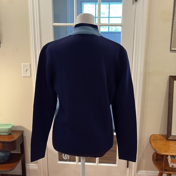 Vintage Sportscaster Navy and Light Blue pullover sweater. Size L - Picture 5 of 6